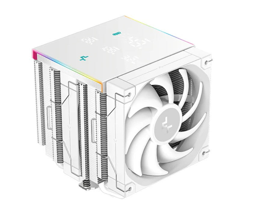 DeepCool AK620 Digital Pro White High Performance Dual Tower CPU Cooler, 6 Copper Heat Pipes, Dual FT12 SE FDB PWM Fan,LGA2066/1851-1155/ AM4/AM5 DeepCool AK620 Digital Pro White High Performance Dual Tower CPU Cooler, 6 Copper Heat Pipes, Dual FT12 SE FDB PWM Fan,LGA2066/1851-1155/ AM4/AM5